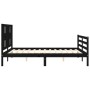 Estructura cama de matrimonio con cabecero madera maciza negro de vidaXL, Camas y somieres - Ref: Foro24-3194580, Precio: 158...