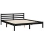 Estructura cama de matrimonio con cabecero madera maciza negro de vidaXL, Camas y somieres - Ref: Foro24-3194580, Precio: 158...