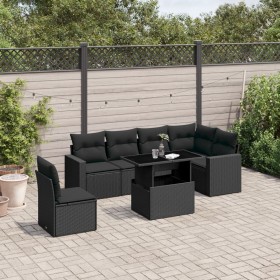 Set mit 7 Gartensofas mit Kissen Kunstrattan schwarz von vidaXL, Gartensets - Ref: Foro24-3267305, Preis: 491,03 €, Rabatt: %