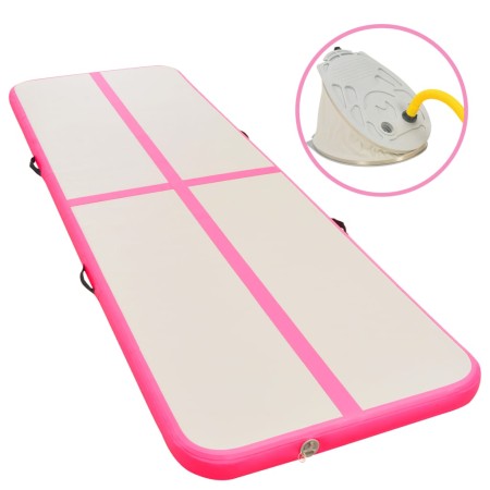 Esterilla inflable de gimnasia con bomba 800x100x10 cm PVC rosa de vidaXL, Esteras para pilates y yoga - Ref: Foro24-91927, P...