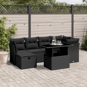 Set mit 7 Gartensofas mit Kissen Kunstrattan schwarz von vidaXL, Gartensets - Ref: Foro24-3274655, Preis: 490,79 €, Rabatt: %