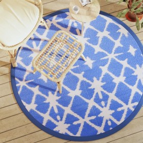 Outdoor rug in blue and white PP Ø160 cm by vidaXL, Outdoor protectors - Ref: Foro24-368491, Price: 23,99 €, Discount: %