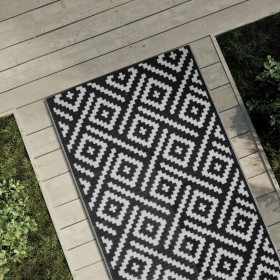 Alfombra de exterior PP blanco y negro 80x250 cm de vidaXL, Protectores para exterior - Ref: Foro24-368575, Precio: 23,99 €, ...