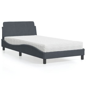 Cama con colchón terciopelo gris oscuro 100x200 cm de vidaXL, Camas y somieres - Ref: Foro24-3208352, Precio: 246,65 €, Descu...