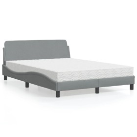 Bett mit hellgrauer Stoffmatratze 140x190 cm von vidaXL, Betten und Lattenroste - Ref: Foro24-3208384, Preis: 313,05 €, Rabat...