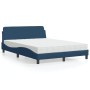 Bed with blue fabric mattress 140x190 cm by vidaXL, Beds and slatted bases - Ref: Foro24-3208390, Price: 348,58 €, Discount: %