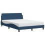 Bed with blue fabric mattress 140x190 cm by vidaXL, Beds and slatted bases - Ref: Foro24-3208390, Price: 348,58 €, Discount: %