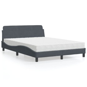 Bett mit dunkelgrauer Samtmatratze 140x190 cm von vidaXL, Betten und Lattenroste - Ref: Foro24-3208392, Preis: 313,78 €, Raba...