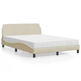 Bed with cream fabric mattress 140x200 cm by vidaXL, Beds and slatted bases - Ref: Foro24-3208409, Price: 378,55 €, Discount: %