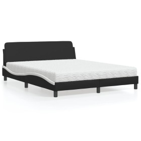 Bed with black and white synthetic leather mattress 160x200 cm by vidaXL, Beds and slatted bases - Ref: Foro24-3208442, Price...