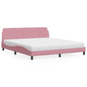 Cama con colchón terciopelo rosa 180x200 cm de vidaXL, Camas y somieres - Ref: Foro24-3208456, Precio: 415,01 €, Descuento: %