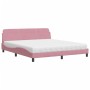 Bed with pink velvet mattress 180x200 cm by vidaXL, Beds and slatted bases - Ref: Foro24-3208456, Price: 421,23 €, Discount: %