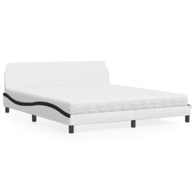 Cama con colchón cuero sintético blanco y negro 180x200 cm de vidaXL, Camas y somieres - Ref: Foro24-3208463, Precio: 399,99 ...