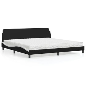 Bed with black and white synthetic leather mattress 200x200 cm by vidaXL, Beds and slatted bases - Ref: Foro24-3208482, Price...