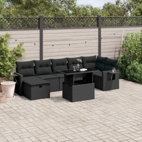 Set aus 8-teiligen Gartensofas und Kissen Kunstrattan schwarz von vidaXL, Gartensets - Ref: Foro24-3274985, Preis: 558,10 €, ...