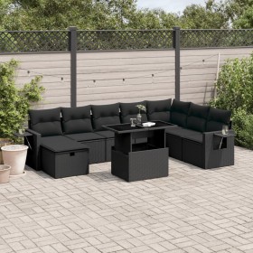 Set aus 8-teiligen Gartensofas und Kissen Kunstrattan schwarz von vidaXL, Gartensets - Ref: Foro24-3275025, Preis: 606,32 €, ...