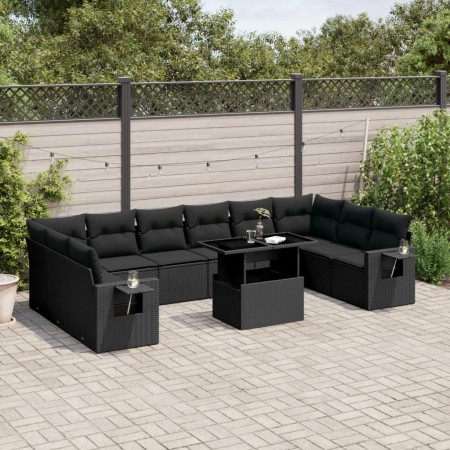 Set mit 11 Stück Gartensofas und Kissen synthetisches Rattan schwarz von vidaXL, Gartensets - Ref: Foro24-3268145, Preis: 747...