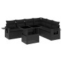 Set mit 7 Gartensofas mit Kissen Kunstrattan schwarz von vidaXL, Gartensets - Ref: Foro24-3267925, Preis: 530,74 €, Rabatt: %