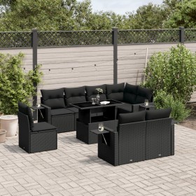 Set aus 8-teiligen Gartensofas und Kissen Kunstrattan schwarz von vidaXL, Gartensets - Ref: Foro24-3268035, Preis: 674,32 €, ...