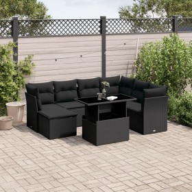 Set aus 8-teiligen Gartensofas und Kissen Kunstrattan schwarz von vidaXL, Gartensets - Ref: Foro24-3266755, Preis: 535,26 €, ...