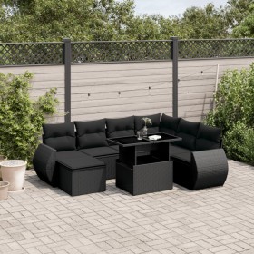 Set aus 8-teiligen Gartensofas und Kissen Kunstrattan schwarz von vidaXL, Gartensets - Ref: Foro24-3268695, Preis: 592,86 €, ...