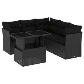 Set aus 6-teiligen Gartensofas und Kissen Kunstrattan schwarz von vidaXL, Gartensets - Ref: Foro24-3266575, Preis: 442,48 €, ...