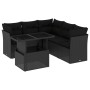 Set de sofás de jardín 6 piezas y cojines ratán sintético negro de vidaXL, Conjuntos de jardín - Ref: Foro24-3266575, Precio:...