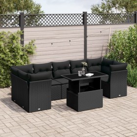 Set aus 8-teiligen Gartensofas und Kissen Kunstrattan schwarz von vidaXL, Gartensets - Ref: Foro24-3266395, Preis: 599,19 €, ...