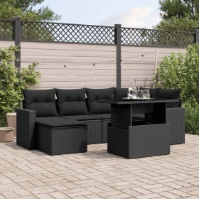 Set mit 7 Gartensofas mit Kissen Kunstrattan schwarz von vidaXL, Gartensets - Ref: Foro24-3267415, Preis: 453,97 €, Rabatt: %