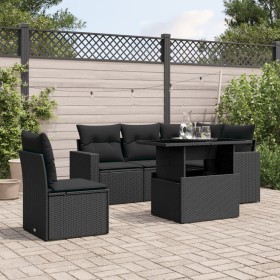 Set aus 6-teiligen Gartensofas und Kissen Kunstrattan schwarz von vidaXL, Gartensets - Ref: Foro24-3267275, Preis: 418,73 €, ...