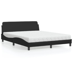 Bed with black synthetic leather mattress 160x200 cm by vidaXL, Beds and slatted bases - Ref: Foro24-3208437, Price: 378,99 €...