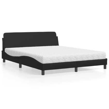 Cama con colchón cuero sintético negro 160x200 cm de vidaXL, Camas y somieres - Ref: Foro24-3208437, Precio: 425,09 €, Descue...