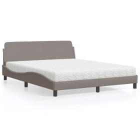 Bed with taupe gray fabric mattress 160x200 cm by vidaXL, Beds and slatted bases - Ref: Foro24-3208428, Price: 406,71 €, Disc...