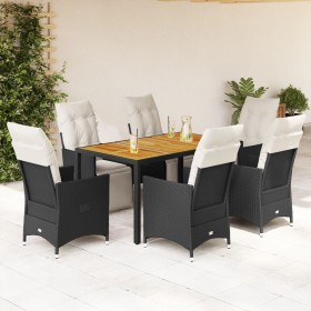 7-teiliges Garten-Esszimmerset und Kissen synthetisches Rattan schwarz von vidaXL, Gartensets - Ref: Foro24-3276858, Preis: 7...