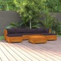 7-piece solid acacia wood garden furniture set with cushions by vidaXL, Garden sets - Ref: Foro24-3087323, Price: 889,12 €, D...