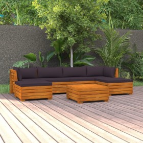 7-piece solid acacia wood garden furniture set with cushions by vidaXL, Garden sets - Ref: Foro24-3087323, Price: 889,99 €, D...