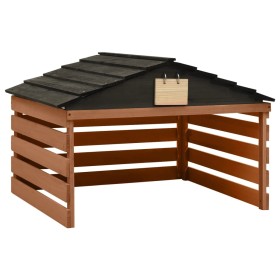 Caseta de cortacésped robótico negro y marrón 78x74x54 cm abeto de vidaXL, Fundas para cortadoras de césped - Ref: Foro24-315...