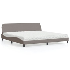 Cama con colchón tela gris taupe 200x200 cm de vidaXL, Camas y somieres - Ref: Foro24-3208468, Precio: 424,99 €, Descuento: %