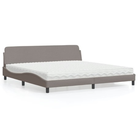 Bed with taupe gray fabric mattress 200x200 cm by vidaXL, Beds and slatted bases - Ref: Foro24-3208468, Price: 424,99 €, Disc...