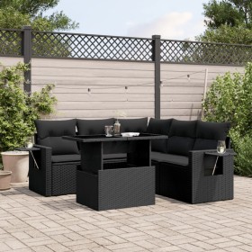 6-piece garden sofa set with black synthetic rattan cushions by vidaXL, Garden sets - Ref: Foro24-3267895, Price: 438,81 €, D...