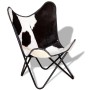 Black and white genuine leather butterfly chair by vidaXL, Armchairs - Ref: Foro24-243729, Price: 105,61 €, Discount: %