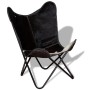 Black and white genuine leather butterfly chair by vidaXL, Armchairs - Ref: Foro24-243729, Price: 105,61 €, Discount: %