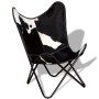 Black and white genuine leather butterfly chair by vidaXL, Armchairs - Ref: Foro24-243729, Price: 105,61 €, Discount: %