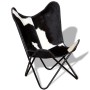 Black and white genuine leather butterfly chair by vidaXL, Armchairs - Ref: Foro24-243729, Price: 105,61 €, Discount: %