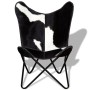 Black and white genuine leather butterfly chair by vidaXL, Armchairs - Ref: Foro24-243729, Price: 105,61 €, Discount: %