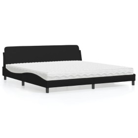 Cama con colchón cuero sintético negro 200x200 cm de vidaXL, Camas y somieres - Ref: Foro24-3208477, Precio: 422,99 €, Descue...