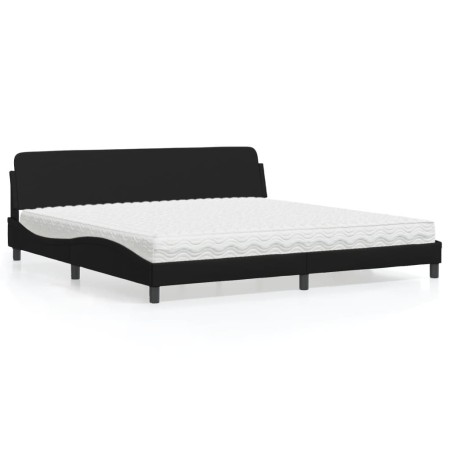 Bed with black synthetic leather mattress 200x200 cm by vidaXL, Beds and slatted bases - Ref: Foro24-3208477, Price: 395,28 €...