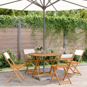 Garden dining set 5 pieces cream white solid wood fabric by vidaXL, Garden sets - Ref: Foro24-3281772, Price: 259,97 €, Disco...