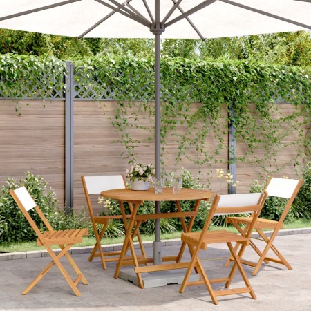 Garden dining set 5 pieces cream white solid wood fabric by vidaXL, Garden sets - Ref: Foro24-3281772, Price: 271,26 €, Disco...