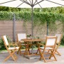 Garden dining set 5 pieces cream white solid wood fabric by vidaXL, Garden sets - Ref: Foro24-3281820, Price: 334,49 €, Disco...